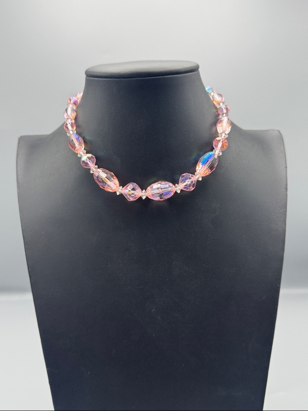 RARE Laguana Pink Aurora Crystal Bead Necklace - Picture 1 of 5